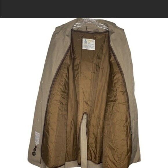 London Fog Trench Coat Men’s 44R Tan Button Front Casual Collared Winter - Picture 2 of 9